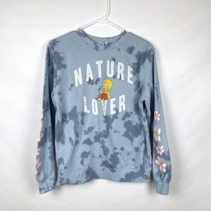 Mad Engine Women's Size XS Lisa Simpson NATURE LOVER Blue Tie Dye Sweatshirt